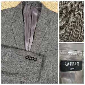 Lauren Ralph Lauren Wool Herringbone 2-Button Blazer Sport Coat Mens 48R Slim